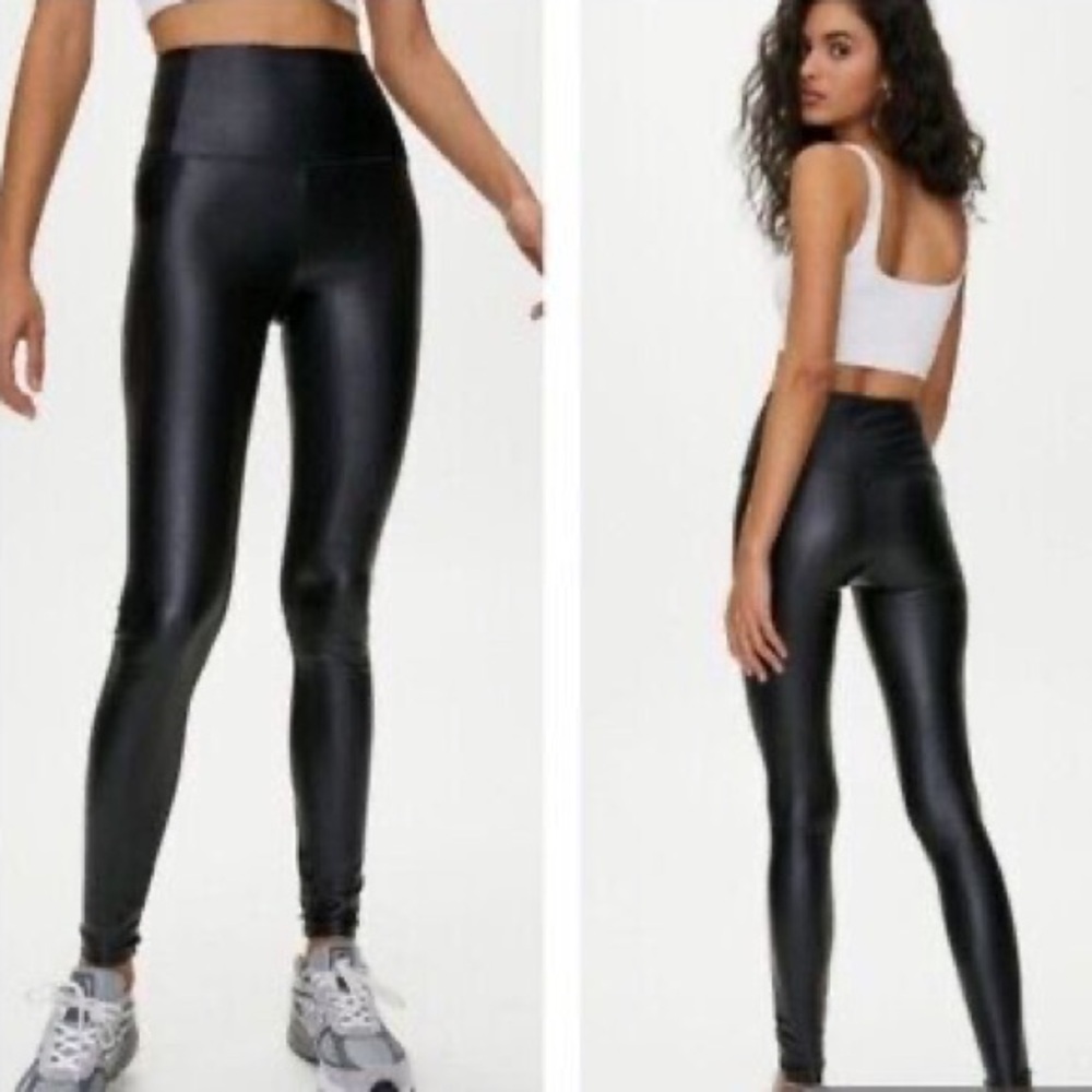 Aritzia Wilfred Free Daria Pant Black Vegan Leather Leggings Sz L